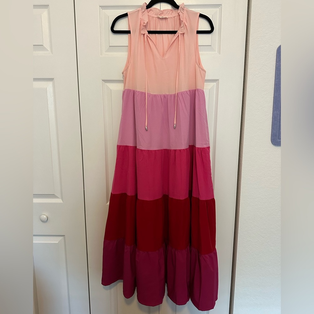 Color Block Tiered Maxi Dress